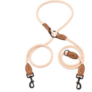 Mile High Life Dual Dog Leash, Double Dog Leash, 360 Swivel No Tangle Walking Leash, Hands Free Leash w Leather Tailored Connection, Double Rope Leash for Two Dogs (Dark Brown, 8FT)