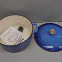 Mueller 6qt Enameled Cast Iron Dutch Oven, Heavy-Duty Casserole and Braiser Pan with Lid and Knob, Safe for All Cooktops, Aqua Blue