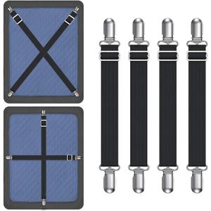 Yoovat Couch Cushion Covers Holder Straps Sofa Couch Covers Sofa Slipcover Holder Clips 10 to 60in(25-160cm) Adjustable Elastic Straps for Sofa Covers Cushion (4 Pcs Black)