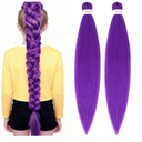 Alrence Purple Braiding Hair Pre Stretched Long Braid 30 Inch 2 Packs Professional Braiding Hair Extensions Synthetic Crochet Twist Braids (30 Inch, Purple)