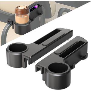 Golf Cart Armrest with Cup Holder - Universal Fit for EZGO/Club Car/Yamaha Rear Seat, Fits 1/1.25 Square Tube Frames, Durable ABS Construction, Phone Holder, No Drilling