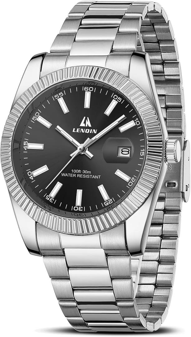 LN LENQIN Mens Watches Waterproof Stainless Steel Watch for Men