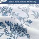 Awellife Light Blue Shower Curtain,Cotton Floral Cottagecore Spring Shower Curtain for Bathroom 72" W x 72" L,Teal Blue