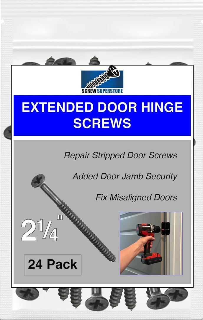 Oil Rubbed Bronze Wood Screws 9 X 2-1/4 Inch  Extra Long Steel Door Hinge Screws - Door Security Screws - 24 Pack