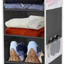 Large-Sized Hanging Shoe Organizer 10-Shelf, Sturdy Hanging Closet Organizer with 8 Side Pockets, Wider Hanging Shelves for Storage Shoes Clothes Jeans Shirts Toys, Black, 1 pack