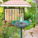 Metal Bird Bath for Outside, Freestanding Garden Metal Birdbaths with Stable Upgrades Stake, Easy to Clean Birdfeeder for Outdoors Garden Yard Lawn Decor (Blue)
