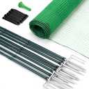 Forvenora Temporary Fence with Metal Posts, 40" Hx50'L Garden Fence Animal Barrier with Ground Spikes, Plastic Fencing for Outdoor Dogs, Chicken, for Backyard, Patio, Garden