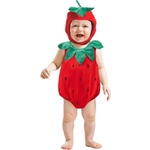 Toddler Baby Strawberry Costume Halloween Cosplay Animal Romper for Boy and Girl (12-24M, Red)