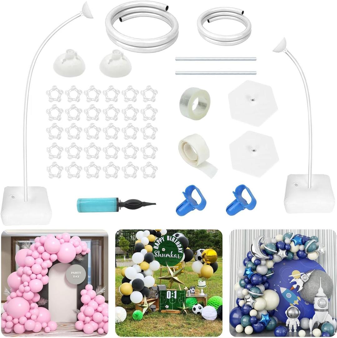 Balloon Arch Kit 8.2FT & 5FT, Adjustable Half Balloon Arch Stand with Base, Floor Balloon Stand Plant Support Stands for Wedding Birthday Baby Shower School Welcome Party Yard Lawn Home Decor White