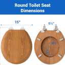Wood Toilet Seat in Oak, Round, Soft Close, Magnetic Quick-Release for Easy Cleaning, Arch-Tite Never Loosens, Adjustable Fit