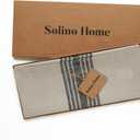 Solino Home Stripe Linen Table Runner 72 Inches Long - 100% Pure Linen Black and Natural Farmhouse Table Runner 14 x 72 Inch for Dining, Dresser, Spring, Summer