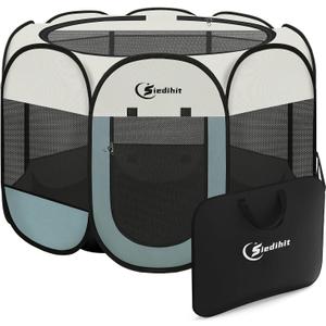 Siedihit Dog Playpen Tent Crate Cage Indoor Outdoor Travel Extra Large Grey