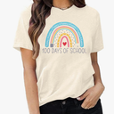 Teacher Shirt Women Rainbow Pencil Teach Graphic Tees Back to School T-Shirt Cute Short Sleeve 100 Days Teacher Gift Tops, XL
