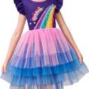 LQSZ Girls Tulle Dresses Princess Flutter Sleeve Tutu Dress for Toddler Girl 3-12 Years (B-blue)