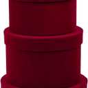 GnFlus Red Wine Gift Boxes for Presents Set of 4 Round Velvet Nesting Gifts Box for Arrangements Flowers Wedding Birthday Valentines Bridesmaid Christmas Party Anniversary