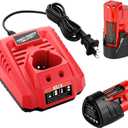 ANTRobut 2 Pack 3500mAh Replacement Lithium 12V Mil-Waukee M 12 Battery + Rapid Charger for Mil-Waukee M 12 Battery Charger