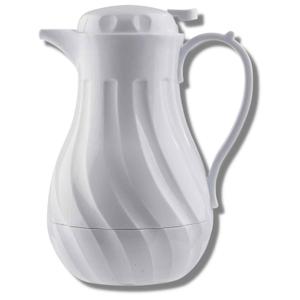 TableCraft 1001402 Cash & Carry Connoisserve Coffee Decanter, 40 oz, White, Thumb Press, Swirl Design, Triple Wall Insulation, Color Tag Set Included, Hand Wash