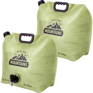 Camping Water Container 2 Gallon Collapsible Water Jug with Spout - Reusable Plastic Flasks, Foldable Empty Gallon Jug for Water Storage, Water Bag for Outdoor Hiking Emergency Prep (2 Pack)