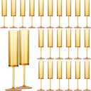 24 PCS Amber Champagne Flutes Plastic 5.4 Oz Acrylic Champagne Glasses Mimosa Flutes Glass Colored Sparkling Wine Glass Reusable Amber Toasting Glasses for Weddings Party Bar Birthday Use