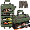 Tool Bag Roll Up, UUP Heavy Duty Portable Soft Tool Storage Organization, Foldable Empty Rollup Organizer with 2 Small Pouches, Rollable Carrying Toolbag, Dad Men Mechanic Welding Birthday Gift, Green