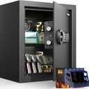 2.3 Cu.Ft Modern Fireproof Safe with Gun Rack  Dual Passwords, Fireproof Bag, Adjustable Shelf, Anti-Scratch Mat & Mounting Kit, Fits Laptop, Documents & Valuables, 15.75"D x 13.78"W x 13.78"H