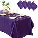 Horbaunal 4 Pack Purple Satin Tablecloth 60 x 102 Inches Rectangle Satin Table Cover Bright Silk Table Cloth Smooth Table Decoration for Wedding Party Banquet (Purple)