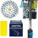 Wonderfactory 80 GPH Filter for 1 to 5 Gallon Fish Tank, Hang-On Back Ultra-Quiet Small Aquarium Filter Included Sponge Ceramic Media Filtration Aquariums Powerful Water Pump Biological Material