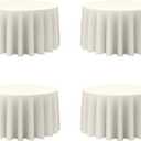 BRILLMAX 4 Pack Ivory Round Tablecloths 120 Inch for 60 Tables - 150 GSM Polyester Fabric, Floor Length Drop, Water, Stain & Wrinkle Resistant Cloth Cover for Wedding Reception Banquet Dining