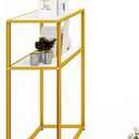 AWQM  Living Room Table Faux Marble White Coffee Table  & Console Tables & Gold Metal Frame for Home Living Room Office Entryway - Round End