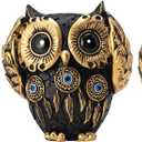Decorative See No Evil Hear No Evil Speak No Evil Owl Figurines, Set of 3, Vintage Black Decor With Evil Eye, 3 Wise Owl Statue for Bookshelf, Living Room, Office & Table.Boho Gifts for Women (Black)