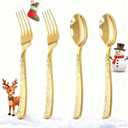 KIRE 400PCS Gold Plastic Spoons and Forks Disposable - Gold Plastic Silverware Set Disposable - 200 Forks and 200 Spoons for Thanksgiving Party, Birthday