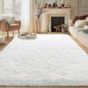 Large Shag Area Rugs 6x9 for Living Room, Soft Big Fluffy Shaggy Rug for Bedroom, Cozy Fuzzy Indoor Floor Carpet for Nursery Kids Room Dorm Home Decor Aesthetic, Non-Slip, Cream White
