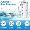 OHIFAST Automatic Liquid Soap Dispenser Touchless, USB Rechargeable Smart Hand Soap Dispenser, 6-Level Adjustable, 12.8oz/380mL Wall Mounted for Bathroom Kitchen Accessories Dish Soap-White
