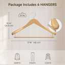 StorageWorks 6 Pack Wooden Hangers, Extra Wide Shoulder Wood Hangers with Locking Bar for Suit, Shirt, Coat, Pants, Natural Color
