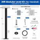 Muzata 16-20FT Modular Black Cable Railing Kit 36 Inch 5 Level Post Kit Complete Set Cable Railing System for Decks Length Adjustable Easy DIY with Paper User Guide (No Handrail) RW17