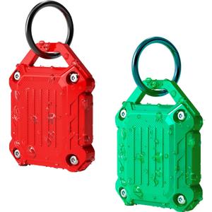 Dovick- Waterproof Keychain Holder Case Compatible with Airtag, Screw Full Cover Compatible with Apple Air Tag Tracker Key Ring 2 Pack (Red & Green)
