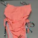 Viottiset Women's Ruched High Cut One Piece Swimsuit Tummy Control Bathing Suit Monokini (Large, Coral)