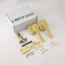 6 Pack Gold Door Handles Interior, Privacy Door Lever for Bath & Bedroom, Push Button Door Handle with Lock