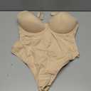 SHAPELLX Shapewear Bodysuit for Women Tummy Control Strapless Body Suit Faja Body Shaper Thong, Size XL (Beige)