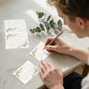 52 Pcs Wedding Eucalyptus Baby Shower Advice Cards Box Set Greenery Baby Shower Party Decor with Pine Wood Box Showing Card And 50 Wishes Cards Game Ideas Themed Rustic Advice Birthday Bridal Shower
