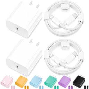 iPhone Charger Fast Charging,[Apple MFi Certified] 2Pack 20W Type C Fast Charger Block with 6FT USB C to Lightning Cable Compatible for iPhone 14/13/12/11 Pro Max/Xs Max/XR/X,iPadWhite