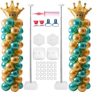2 Sets Balloon Column Stand Kit, Balloon Stand, Balloon Arch Stand, 7 Feet Height Adjustable Balloon Tower Pillar with Reusable Metal Telescopic Design for Party Decoration