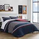 Nautica - Twin Duvet Cover Set, Soft Woven Cotton Bedding with a Breathable & Medium-Weight Feel, 2-Piece Bed Set with Matching Pillowcase (Mineola Navy)
