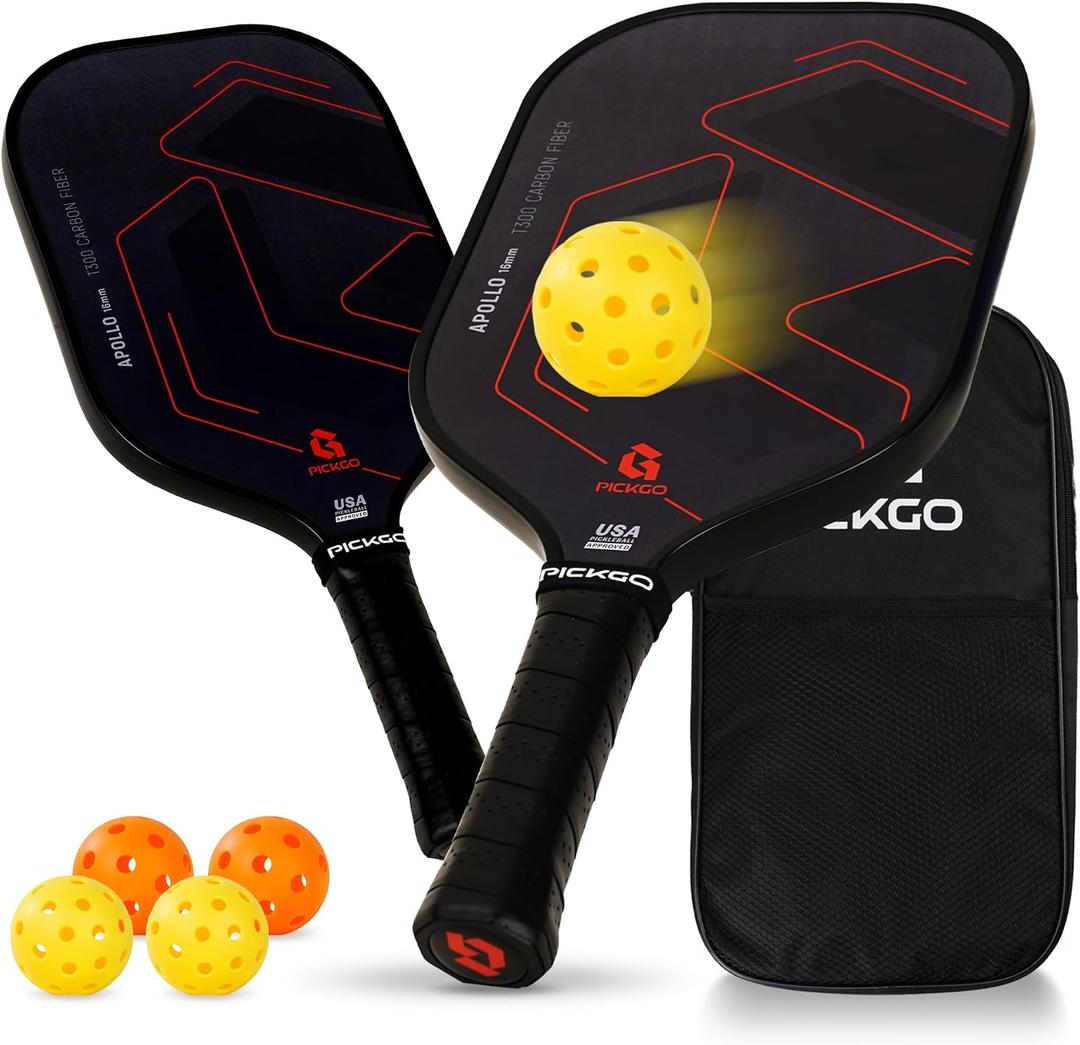 PICKGO T300 Carbon Fiber Pickleball Paddles Set of 2, USAPA Approved for Power & Control, Pickleball Gifts for Men&Women