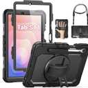 SEYMAC Case for Samsung Galaxy Tab S11 5G 2025 11 Inch, Heavy Duty Shockproof Protective Case with Screen Protector, 360 Rotating Stand, Hand/Shoulder Strap and Pen Holder, Black