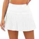 Fisoew Women's High Waisted Tennis Skirts Color Block Pleated Athletic Golf Skorts with Built in Shorts (M)
