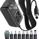 12V 2A 1A Power Supply AC Adapter with 8 Tips, Regulated 12 Volts 2000mA Replacement Charger Cord Cable for LED Strip Light, CCTV Camera, BT Speaker, GPS, Webcam, Router, DC 12V Converter (6ft)
