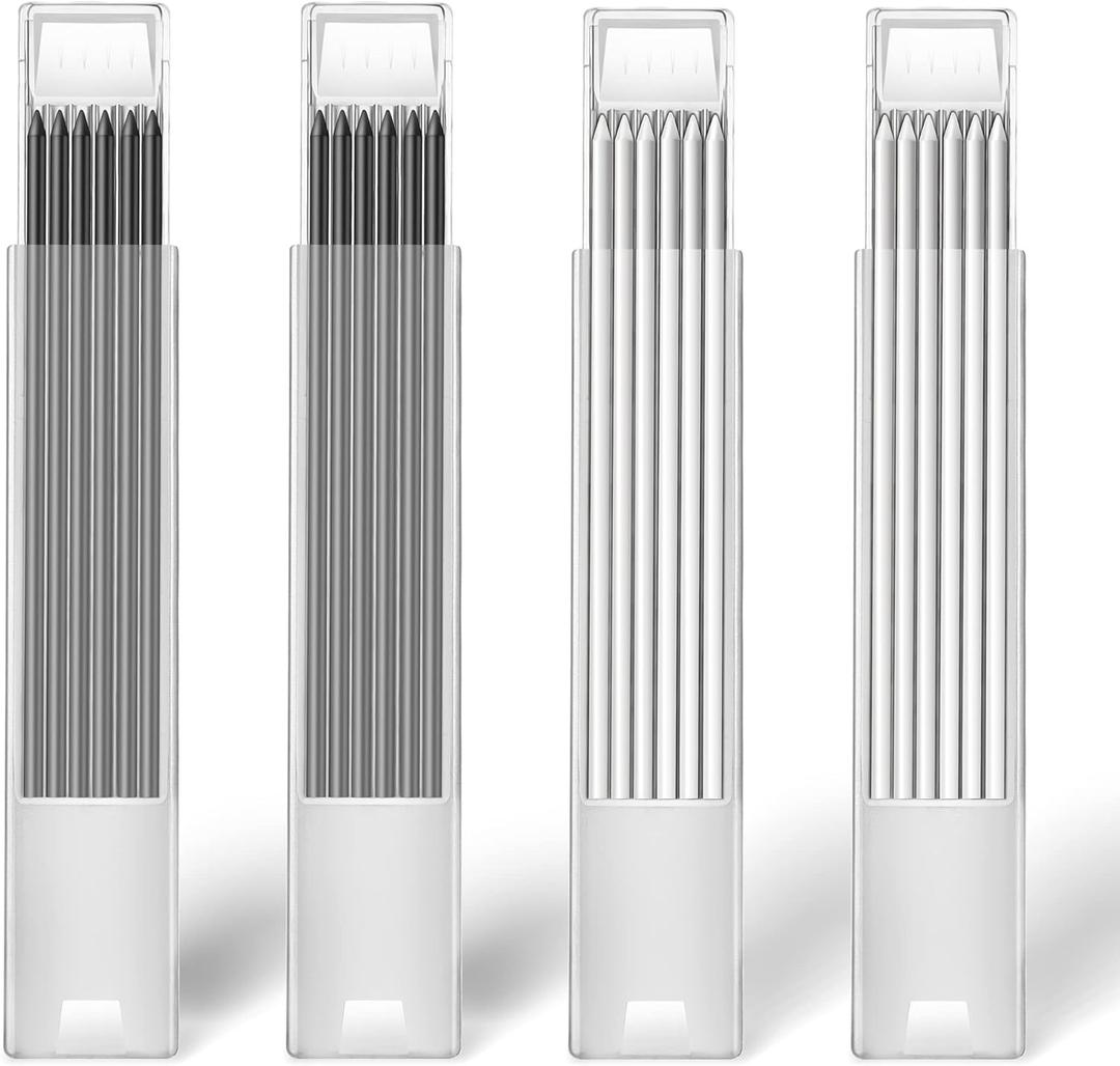 Hiboom 24 Pieces 2.8mm HB Refill for Carpenter Pencil, Study Long Lasting Pencil for Mechanical Pencil Woodworking Construction (Black, White)