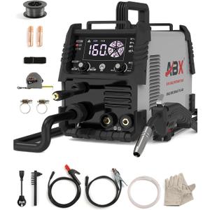 ABX MAG160A Welder, Welding Machine, 5 in 1 MMA Stick/GAS MIG/MAG/Gasless FLUX-CORED/LIFT TIG/Spot, 110V/220V Dual Voltage With Tape Measure, IGBT Inverter, Digital Screen Display