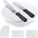 Kootek Cake Decorating Kit Baking Supplies Set Cake Turntable with 2 Frosting Straight Angled Spatula 3 Icing Smoother Scrapers Baking Accessories Tools for Beginners and Pros, Mother's Day, White